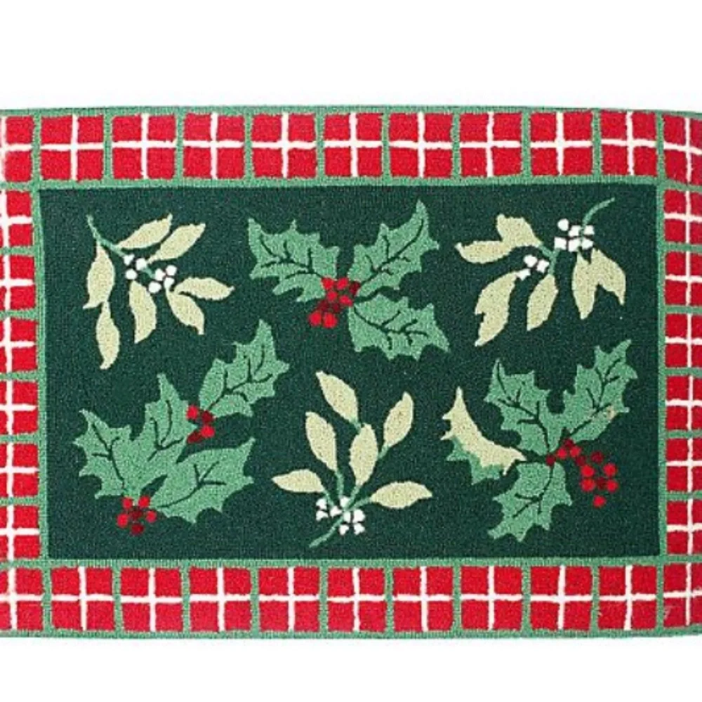 Valerie Parr Hill 100% Wool 2' x 3' Winter Accent Rug/Holly Berries/EUC!
